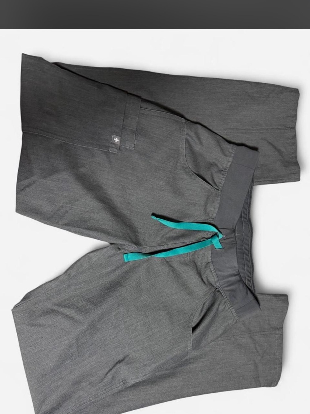 Figs Gray Joggers with Teal Drawstring
